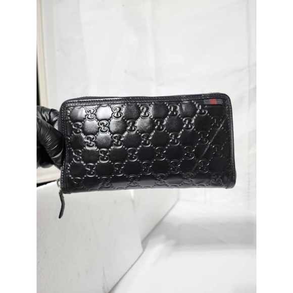 Authentic Gucci Guccissima Zip Around Long Wallet Black - Picture 1 of 13